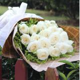 白玫瑰:白色香水百合4支，绿叶间插。采用皱纹纸包装。把你心动的感觉在此刻释放